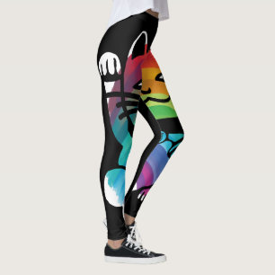 Leggings Gato japonés de buena suerte con arcoiris
