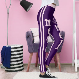 Leggings Gato Mascota de franjas rosadas oscuras personaliz