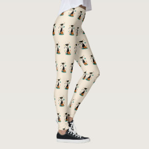 Leggings Gato negro de Halloween Mid Century