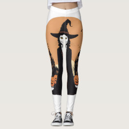 Leggings Gato negro místico salem con calabazas