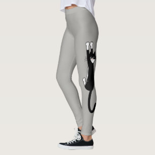 Leggings Gato negro y blanco colgando  Gracioso Gato Tuxedo