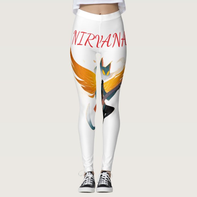 Leggings Gato Nirvana con Guitarra y Alas – Le Blancas para (Anverso)