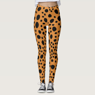Leggings Gato Patrón de piel de leopardo Naranja Oscuro Pun