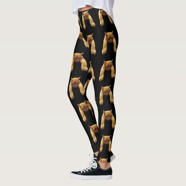 Leggings Gato perezoso jengibre, piernas para las damas (Izquierda)