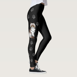 Leggings Gato Persa Bi-Color Chocolate Lindo & Huellas Negr