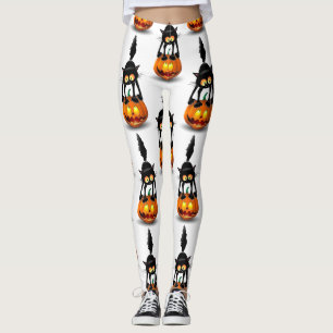 Leggings Gato Personalizado asustado de Halloween en calaba
