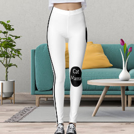 Leggings Gato personalizado mamá negro blanco rayado estilo