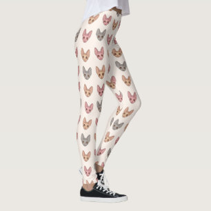 Leggings Gato Sphynx Patrón de Mascota Única y Lindo