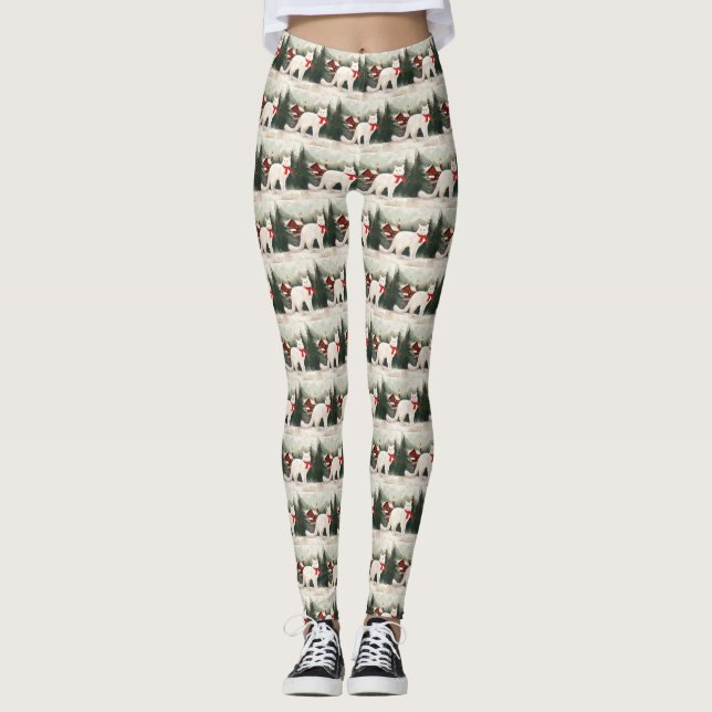 Leggings Gato turco angora en Navidades de nieve (Anverso)