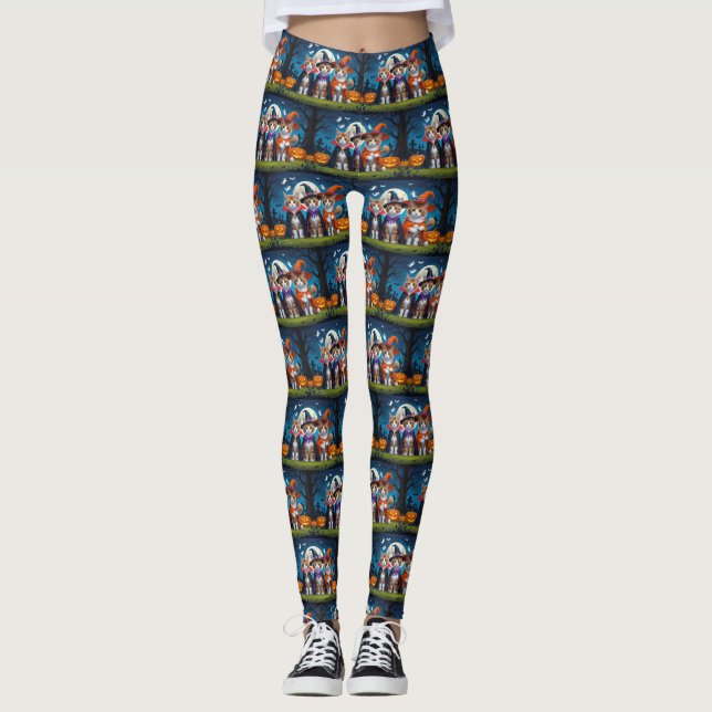 Leggings Gatos abisinos Calabaza Halloween Gracioso (Anverso)