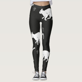 LEGGINGS GATOS BLANCOS EN UN FONDO NEGRO EDIT 1.0