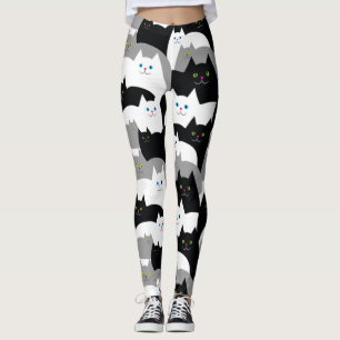 Leggings Gatos blancos y negros lindos del gatito
