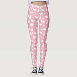 Leggings Gatos blancos y pinturas en rosa
