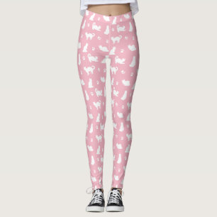 Leggings Gatos blancos y pinturas en rosa