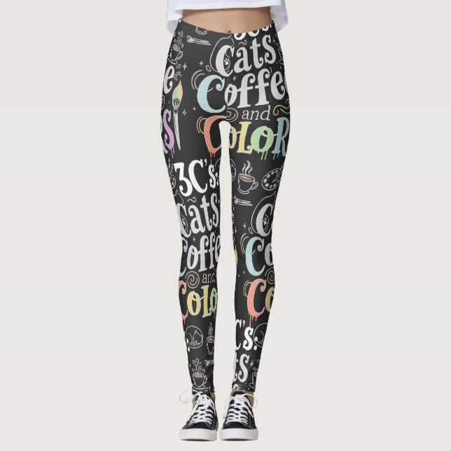 Leggings Gatos Café y Colores (Anverso)