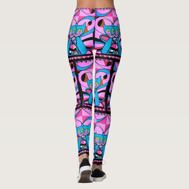 Leggings Gatos de estilo pop artístico, impresión artística (Reverso)