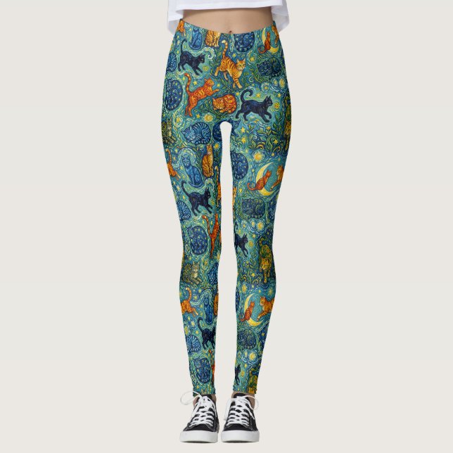 Leggings Gatos de estilo postimpresionista (Anverso)