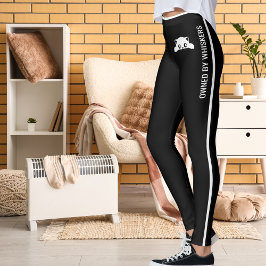 Leggings Gatos Divertidos Personalizados Mascotas Rayas Neg