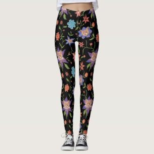 Leggings Gatos en las flores coloridas