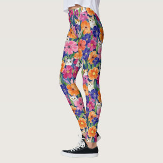 Leggings Gatos Florales Coloridos