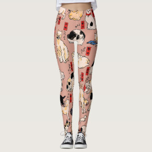 Leggings gatos japoneses Ukiyo-e Funny kitty
