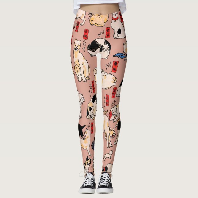Leggings gatos japoneses Ukiyo-e Funny kitty (Anverso)