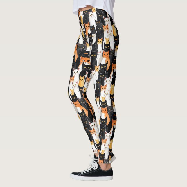 Leggings Gatos naranjas y blancos negros (Izquierda)