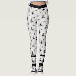 Leggings Gatos negros brutos de Halloween - Blanco