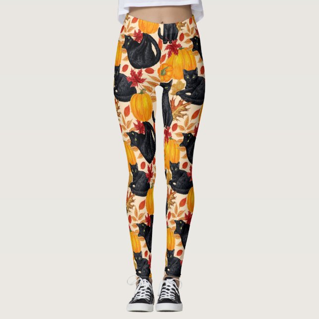 Leggings Gatos negros y calabazas (Anverso)