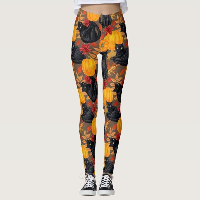 Leggings Gatos negros y calabazas 2 (Anverso)