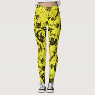 Leggings Gatos psicodélicos y etc. PSYCAT01A.Fondo Amarillo