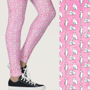 Leggings Gatos rosados lindos con patrón caprichoso