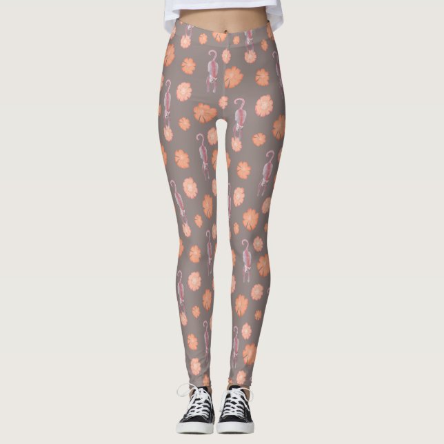 Leggings Gatos y polainas de las flores (Anverso)