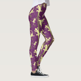 Leggings Gecko Lizard Purple