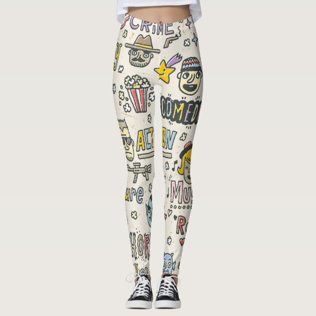 Leggings Géneros de películas: TV muestra conjunto de doodl (Anverso)
