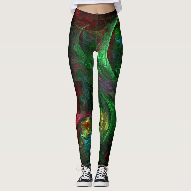 Leggings Génesis Arte abstracto verde (Anverso)