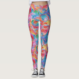 Leggings Genial Colorido Arcoíris Rojo Azul Única Aquarela 