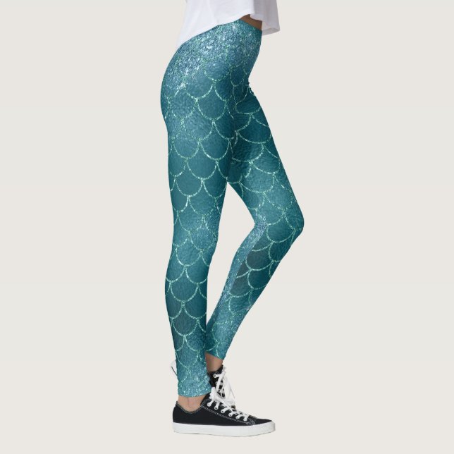 Leggings genial ser una sirena purpurina moda patrón de col (Derecha)