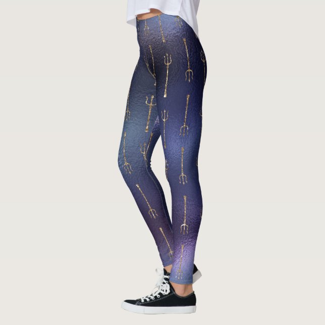 Leggings genial sirena purpurina oro azul tridente unicorni (Izquierda)
