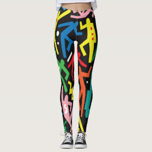 Leggings Gente bailando, patrón de doodle set.