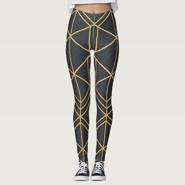 Leggings Geometría de Línea Dorada – Geométrica Elegante Si (Anverso)