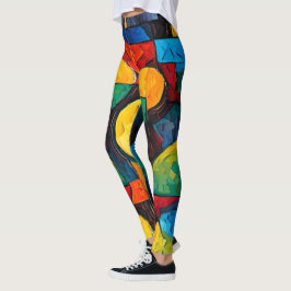 Leggings Geometría de sueños vibrantes: arte abstracto mode