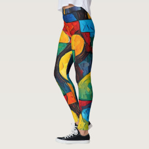 Leggings Geometría de sueños vibrantes: arte abstracto mode