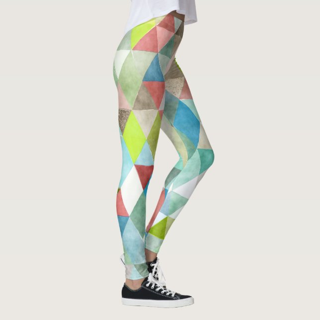 Leggings Geometría/Triángulos de la acuarela del Boho de Pi (Derecha)