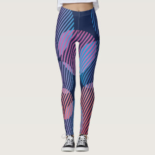 Leggings Geometría tropical: diseño nocturno violento y ros