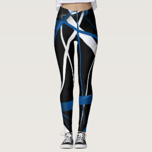 Leggings Geometría Urbana Negro Blanco Azul