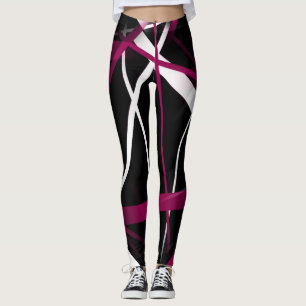 Leggings Geometría Urbana Negro Blanco Magenta-Rosa