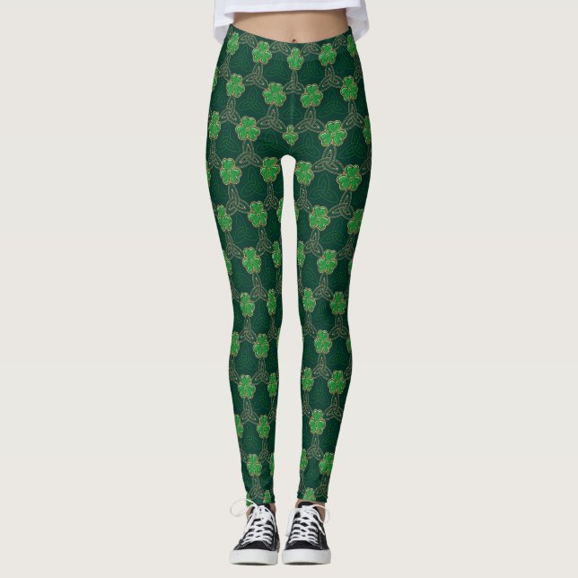Leggings Geometric St Patricks day Celtic Triskele Shamrock (Anverso)