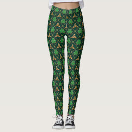 Leggings Geometric St Patricks day Celtic Triskele Shamrock