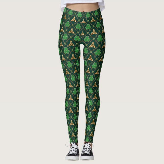 Leggings Geometric St Patricks day Celtic Triskele Shamrock (Anverso)